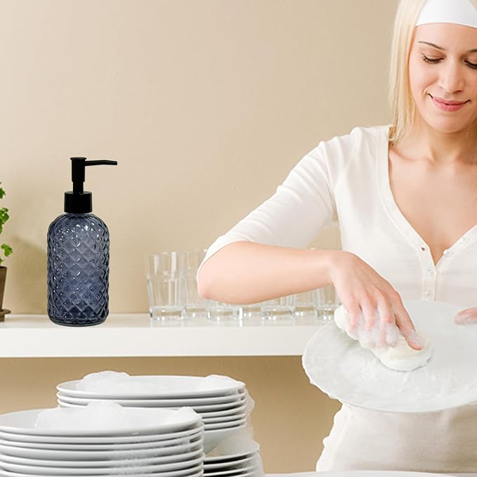 Glass Dish Soap Dispenser for Kitchen, 13.5oz Refillable Liquid Hand Soap - Image 6