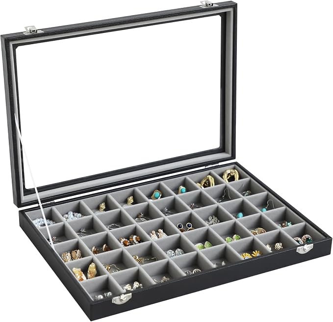 Stratalife Jewelry Organizer 40 Grid Gray Black Jewelry Tray by Stratalife