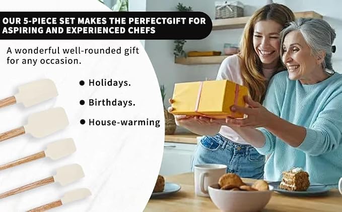 Ptanexx 5-Pcs Wooden Handle Silicone Spatula Set - Image 9