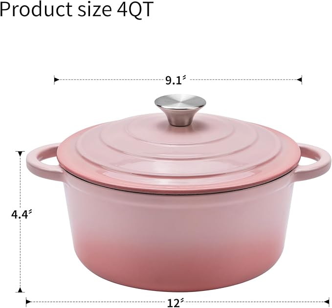 Enameled Cast Iron Dutch Oven - 4QT Pot - Image 3