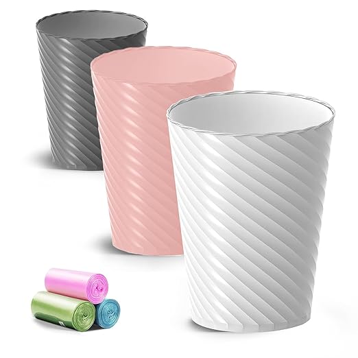 Bathroom Trash Can, 3 Pack 1.8 Gallons Small Trash Can by Lysam