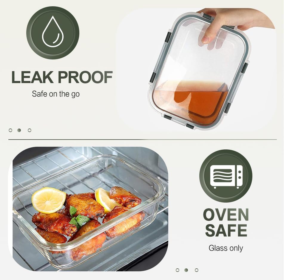 KOMUEE 10 Pack 30 oz Glass Meal Prep Containers