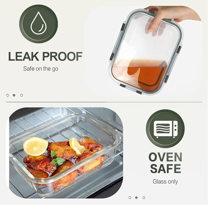KOMUEE 10 Packs 30 oz Glass Meal Prep Containers, Glass Food Storage Containers - Image 5