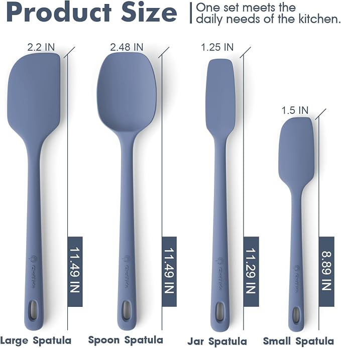 ChefAide 4 Pieces Silicone Spatula Set, Food Grade Rubber Spatula, Upgrade - Image 2