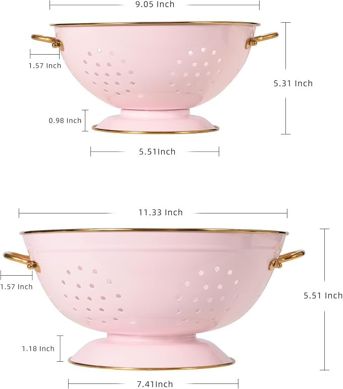Metal Colander Set of 2, Strainer Basket - Image 2