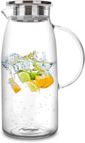 60 Ounces Glass Pitcher with Lid, Hot/Cold Water Jug, Juice and Iced Tea by Purefold