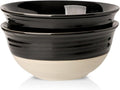 HASENSE Large Porcelain Serving Bowls Set of 2, 60 Oz 8.5 Inch Black & Beige by Hasense
