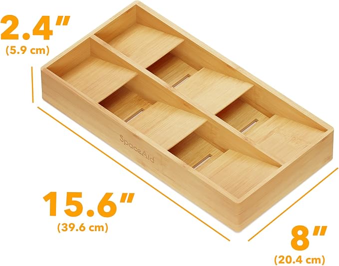 SpaceAid Bamboo Silverware Drawer Organizer - Image 7