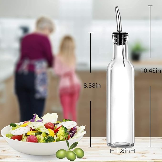 Olive Oil Dispenser 8 Oz, Oil Vinegar Cruet, Square Tall Glass Bottle - Image 2