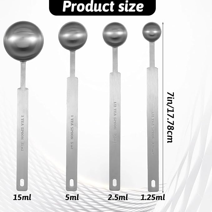 4 Pcs Long Handle Measuring Spoons Set Stainless Steel Measuring Spoon Set - Image 2
