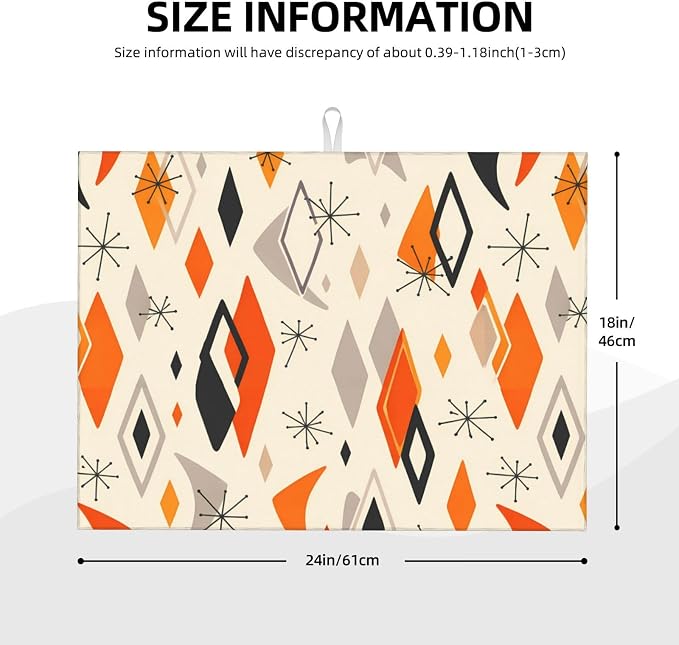 Retro Geometric Pattern Dish Drying Mat - Image 3