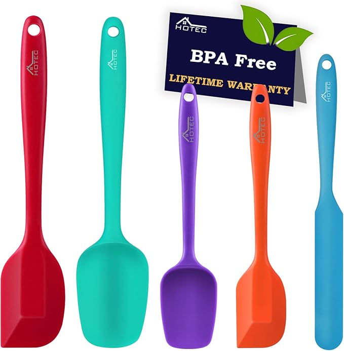 HOTEC Heat Resistant 600℉ Food Grade Silicone Rubber Spatula Set by Hotec