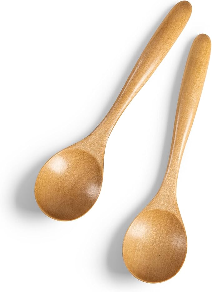 2 PCS Wooden Spoons for Honey, 6.7 inch Small Wooden Spoons by HEFILD