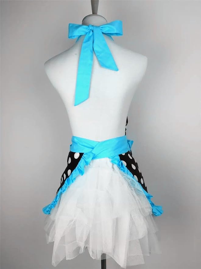 Hyzrz Cute Apron Retro Black Polka Dot Retro Ruffle Side Vintage Cooking Aprons - Image 6