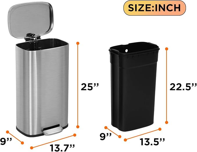 FDW | 8 Gallon Trash Can with Lid | Stainless Steel | Fingerprint Proof | Made - Image 7