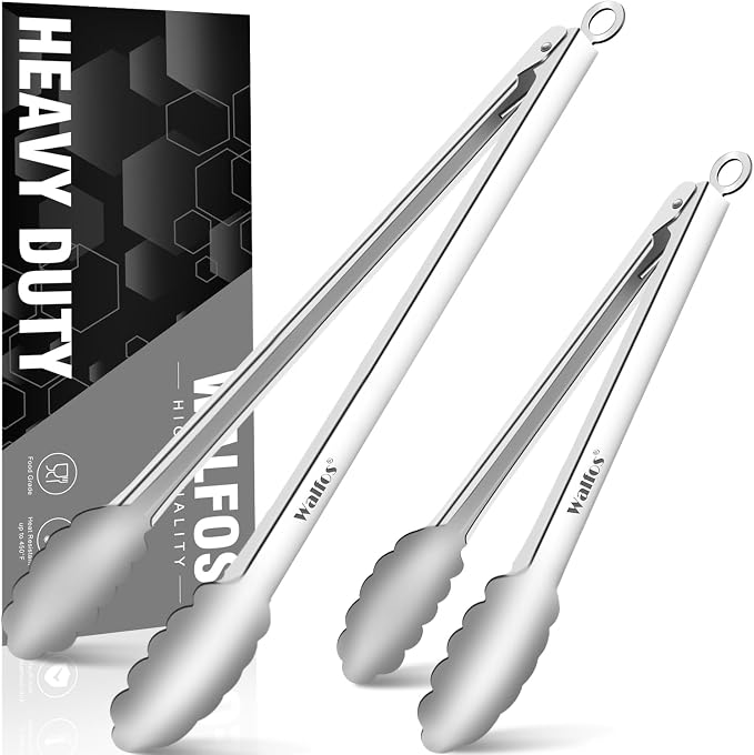 Tong for cooking, Walfos kitchen tongs set of 2 by Walfos