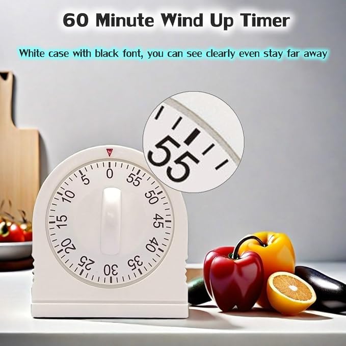 60 Minute Wind Up Timer, Visual Mechanical Timer - Image 2
