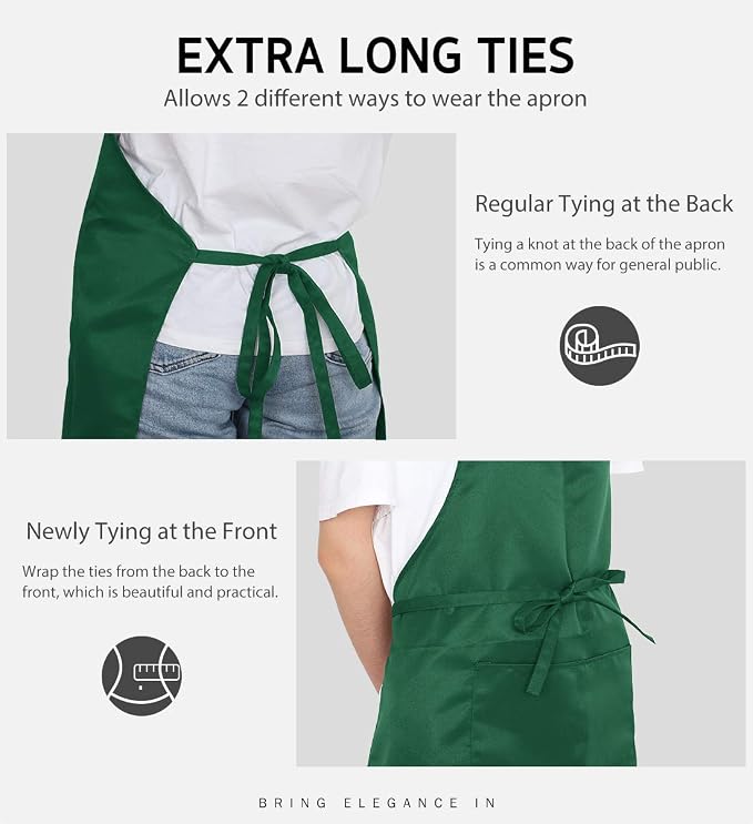 Syntus 12 Pack Bib Apron, Unisex Aprons Adjustable Waterdrop Resistant - Image 6