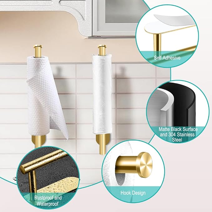 MGahyi 13.2 Inch Wall Mount Paper Towel Holder, Self Adhesive & Drilling Dual - Image 3