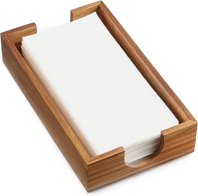 Napkin Holder for Bathroom, Acacia Wooden Guest Towel Holder Tray for Bathroom by Bivvclaz