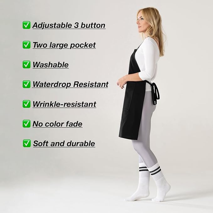 TOSHE Kitchen Apron Waterdrop Resistant Cotton Apron - Image 7