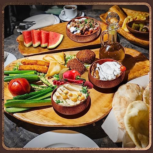 Skylety 10 Pcs Acacia Wooden Bowls Small Round Calabash Bowls, 4 Inch