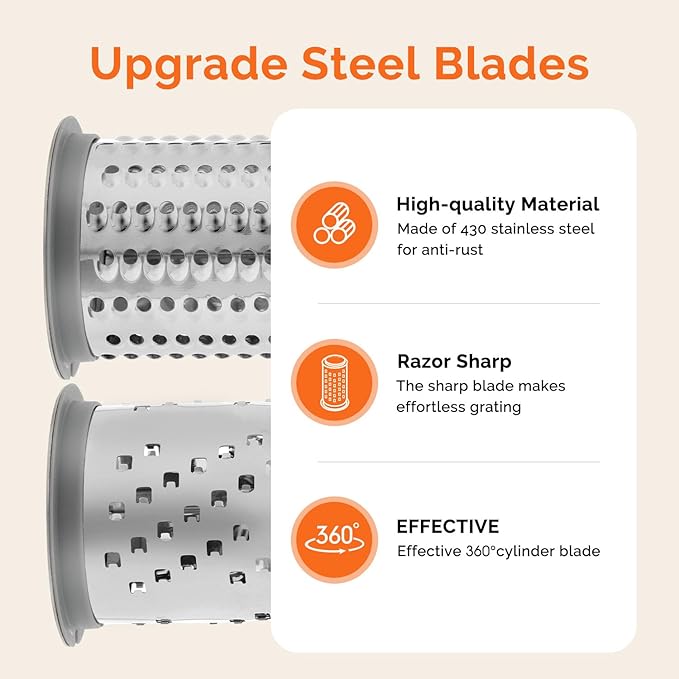 UHIYEE Patented Rotary Parmesan Cheese Grater, Hand Crank Cheese Shredder - Image 3
