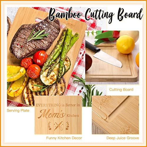 Gerrii 8 Pcs Mom Gifts Kitchen Set Mother's Day Cutting Board Spoons