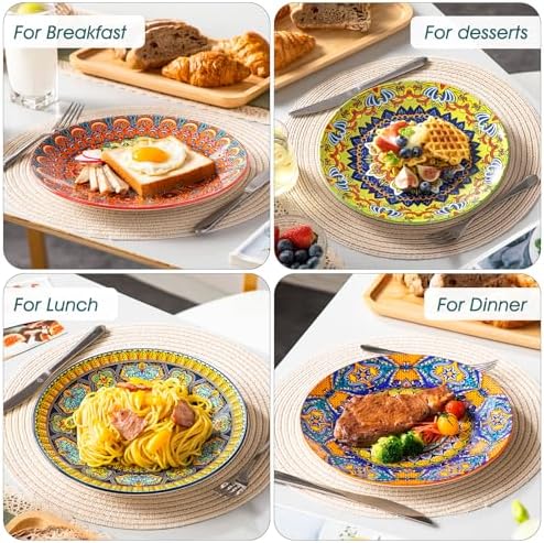 vancasso Colorful Dinner Plates Set of 6, 10.5 Inch Ceramic Kitchen