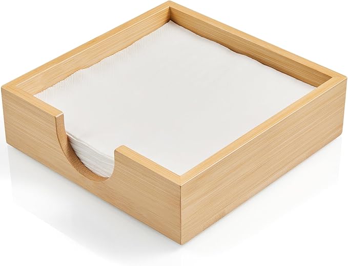 Bamboo Napkin Holder for Table, Napkins Holders For Paper Napkins, Flat Napkin by Bivvclaz