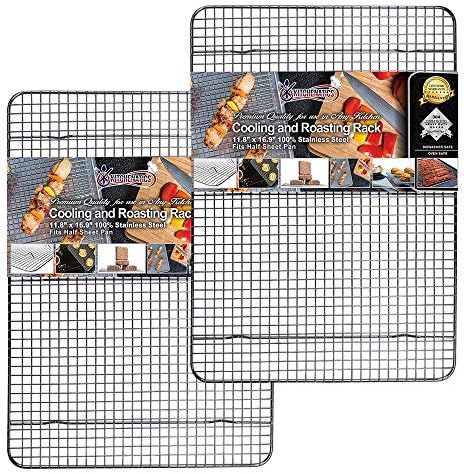 KITCHENATICS Half Sheet Cooling Rack Stainless Steel Oven Safe Set of