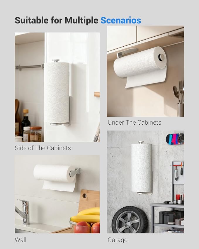 Paper Towel Holder Under Cabinet, One-Handed Tear, Wall Mount, Paper Roll Holder - Image 5