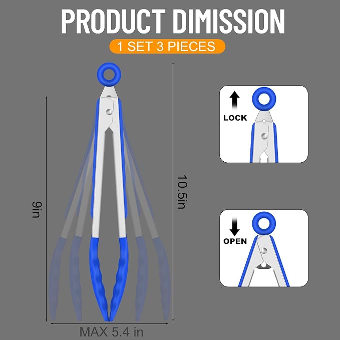 Hotec Silicone Kitchen Tongs for Cooking 9-Inch Serving Tongs - Image 8