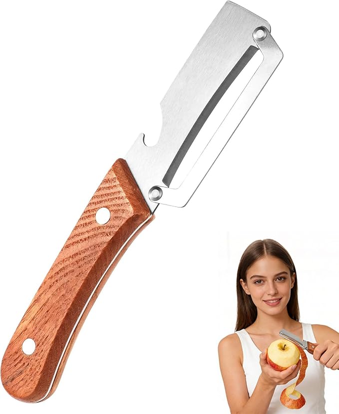 Roselli Wooden-Handled Stainless Steel Shredder and Peeler, Stainless Steel by Unknown