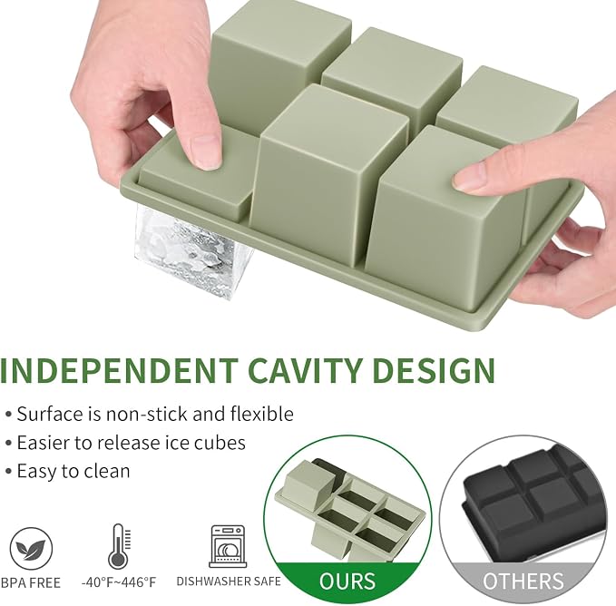 Large Ice Cube Tray for Whiskey: FDDBI Silicone Ice Cube Trays - Image 2