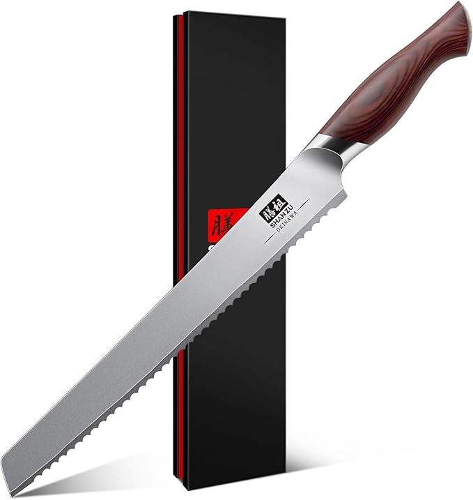 SHAN ZU 10 Inch Bread Knife, Razor Sharp Sourdough Slicing Knife, Japanese High by SHANZU