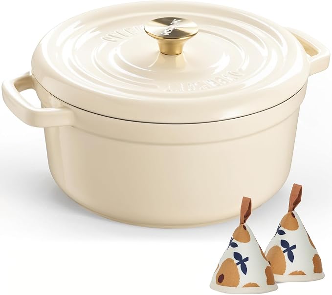 Overmont Enameled Cast Iron Dutch Oven - 5QT Pot - Heavy-Duty Cookware by Overmont