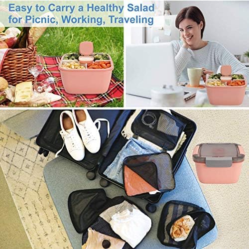 Salad Lunch Container To Go, 2 Packs 52-oz Salad Bowls to go for lunch