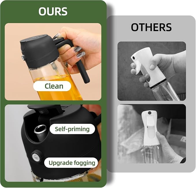 Aovdy Oil Sprayer for Cooking 16oz, 2 in 1 Olive Oil Dispenser and Oil Sprayer - Image 6