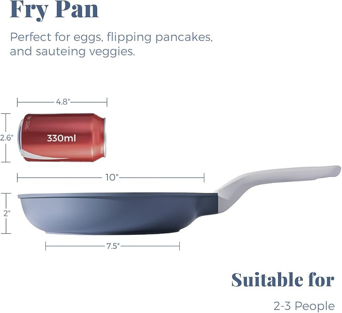PRICUSIS Nonstick Ceramic Frying Pan, 8/10/12 Inch Non Toxic Skillet, Egg & - Image 2
