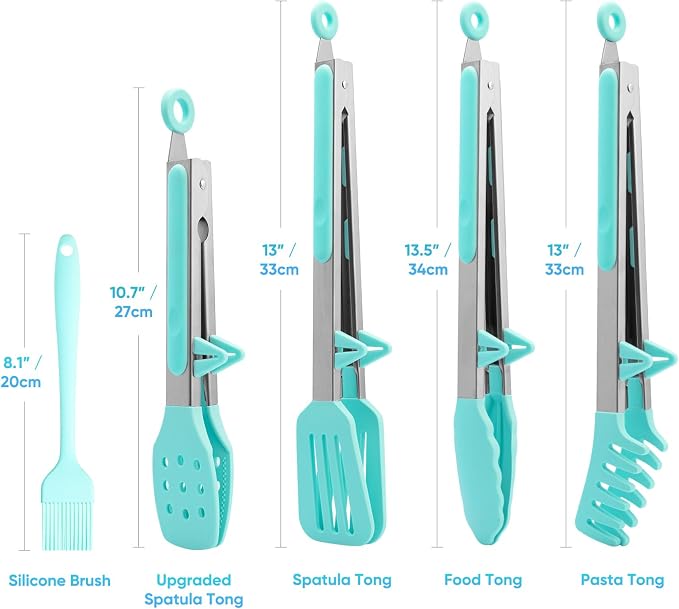 5-Pack Silicone Tongs for Cooking, Maywe Tanso 4PCS 13-Inch Kitchen Tongs - Image 7