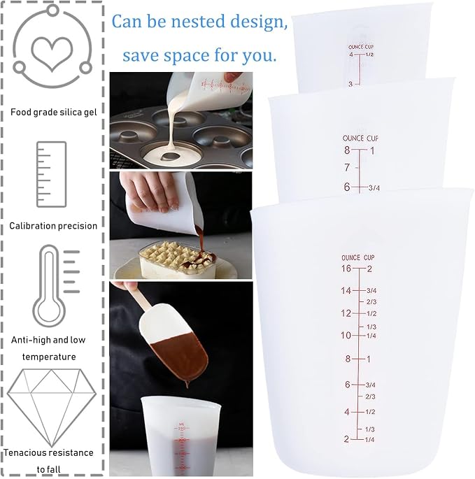 3 PCS Silicone Flexible Measuring Cups, Melting Cups - Image 5