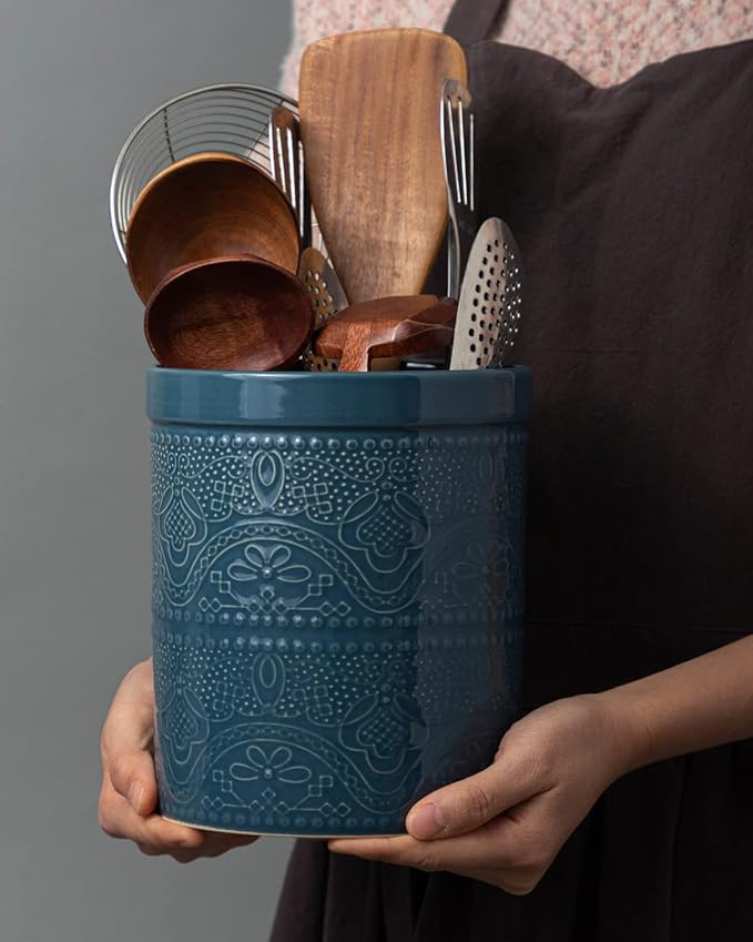 Fun Elements Kitchen Utensil Holder, 7.2" Super Large Utensil Crock Heavy and - Image 6