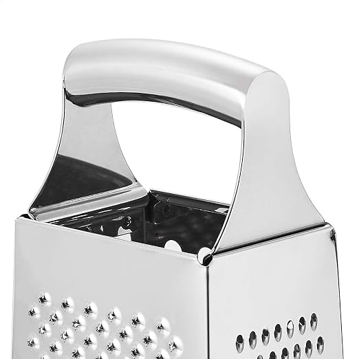 Amazon Basics Rectangular 4-Sided Box Cheese Grater and Shredder, Stainless - Image 3