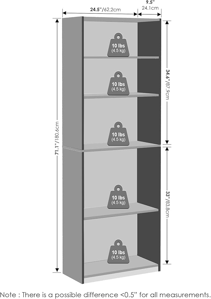 Furinno Reed Closet Organizers and Storage, 5-Tier Closet Organizer, Open Shelf - Image 2
