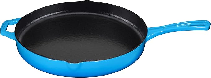 Bruntmor 12'' Blue Pre-seasoned Cast Iron Frying Pan, 12 Inch Oven Safe Skillet - Image 3