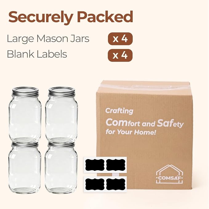ComSaf Wide Mouth Mason Jars 32 oz - Image 8
