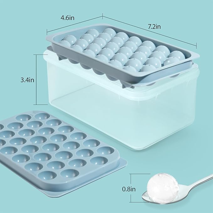 Ice Cube Trays with Lid and Bin, 0.8 IN Small Round Ice Cube Mold - Image 5