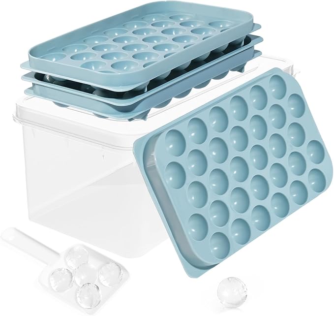 Ice Cube Trays with Lid and Bin, 0.8 IN Small Round Ice Cube Mold by DclobTop