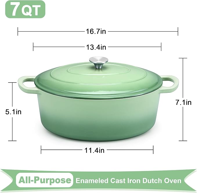 E-far 7QT Oval Dutch Oven Pot - Image 2